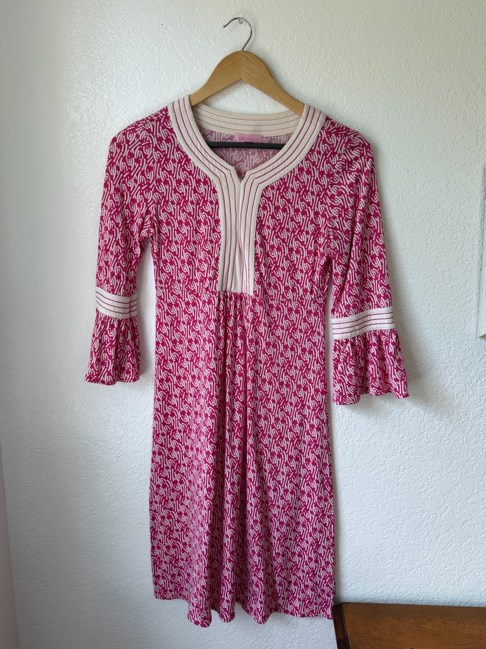 Lilly Pulitzer Vintage Silk/Cotton Blend Twyla Long Sleeve Dress Bell Sleeves XS